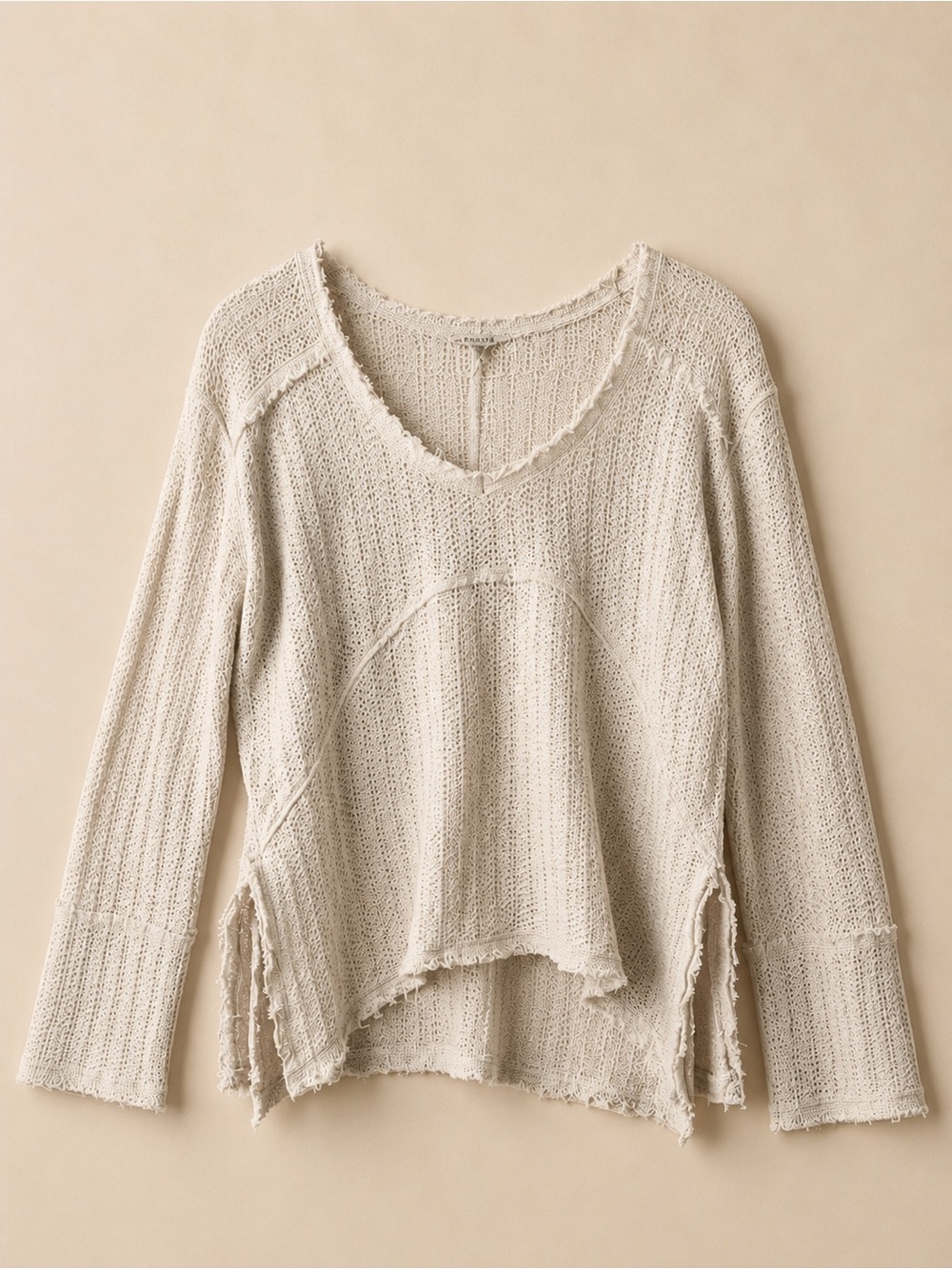 ANAMA RAW EDGE OVERSIZED SWEATER FREE PEOPLE STYLE CREAM SIZE MEDIUM